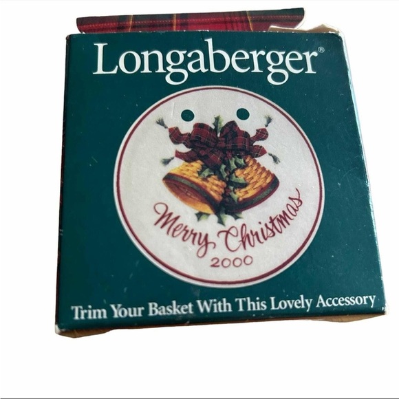 Vintage Longaberger tie on ornament for baskets, red ribbon, 2000 holiday - Picture 1 of 5